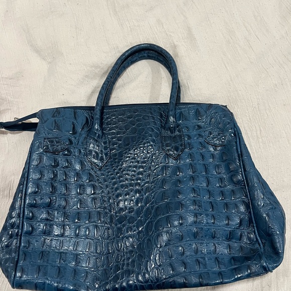 Borse In Pelle Luxurious Blue Crocodile-Embossed Bag - Picture 12 of 16